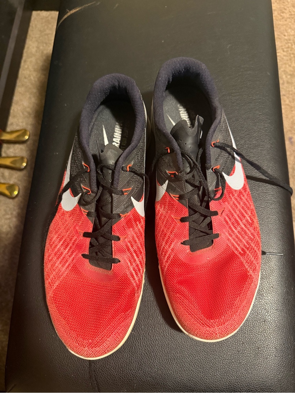 Nike Red and Black Running Sneakers with White Swoosh